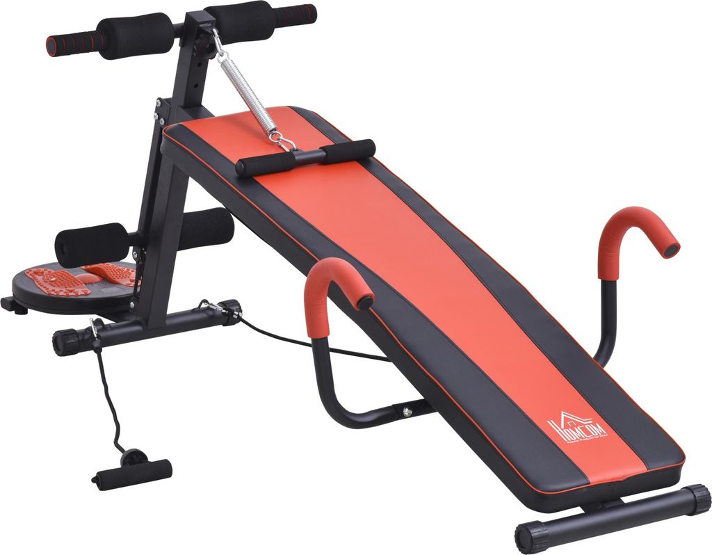 Fortuna Lai Sit Up Bank verstellbare Bauchtrainer Trainingsbank gepolstert 120kg belastbar Rot Schwarz 166x53x52-60cm für effektives Bauchtraining