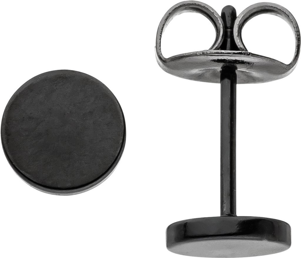 Ohrstecker 6mm Studs Ohrringe Ohrschmuck rund flach Edelstahl schwarz lackiert