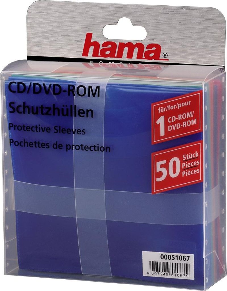Hama CD-ROM/DVD-ROM Protective Sleeves 50, 50 Disks, Produktbild 