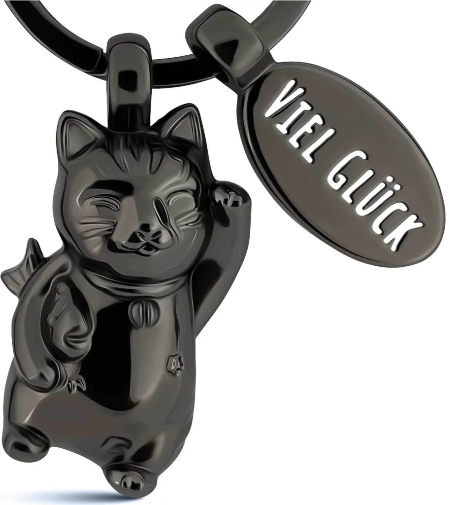 Porte-clés Chat Porte-bonheur Motif Maneki Neko - Cadeau Motivant Inox