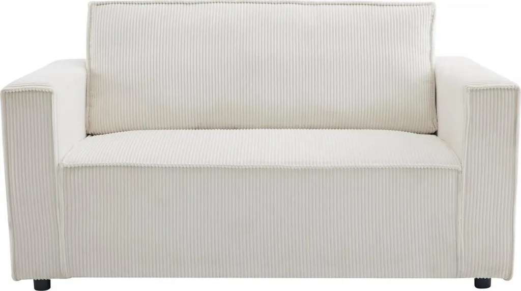 Canapé convertible 2 places en velours côtelé beige style contemporain