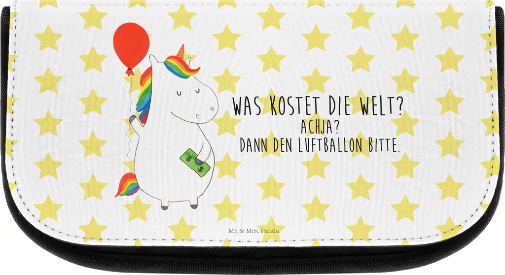 Mr. & Mrs. Panda Kulturbeutel Einhorn Luftballon - Weiß - Geschenk, schminkaufbewahrung, Geld, Organizer, Kosmetiktasche, Unicorn, kosmetiktäschc...