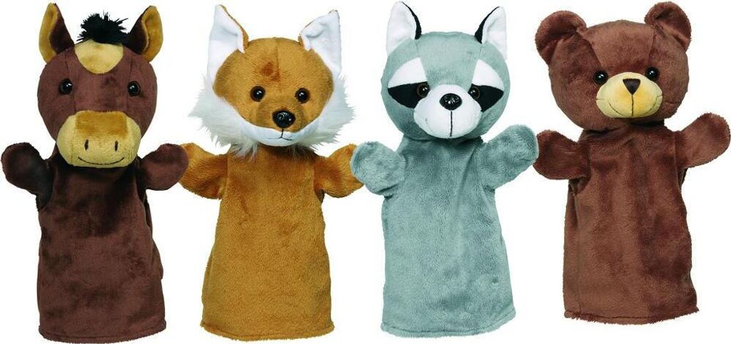 Handpuppen Tiere Arino, Funu, Wassti und Baru