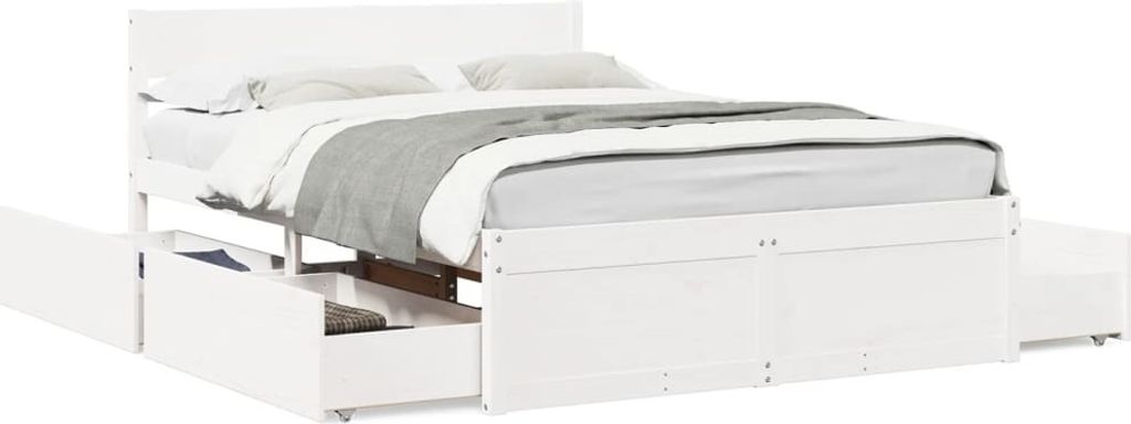 Maison Exclusive - Massivholzbett ohne Matratze Weiß 135x190 cm Kiefernholz