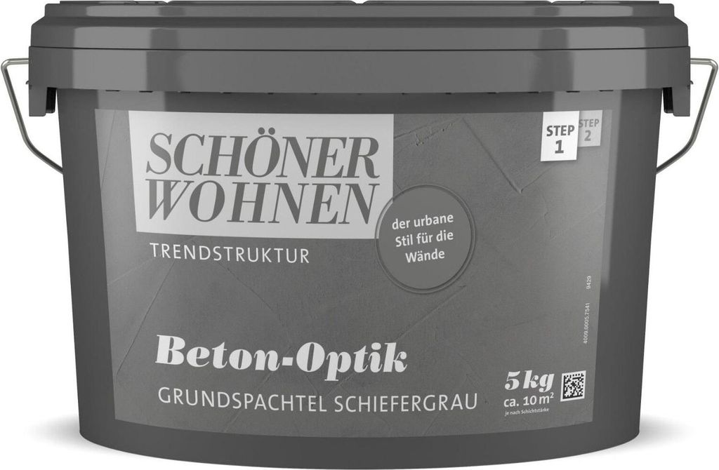 Schöner Wohnen Beton-Optik Grundspachtel Schiefergrau 5 KG Produktbild 
