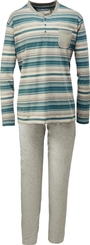REDBEST Herren-Schlafanzug petrol/grau meliert 52