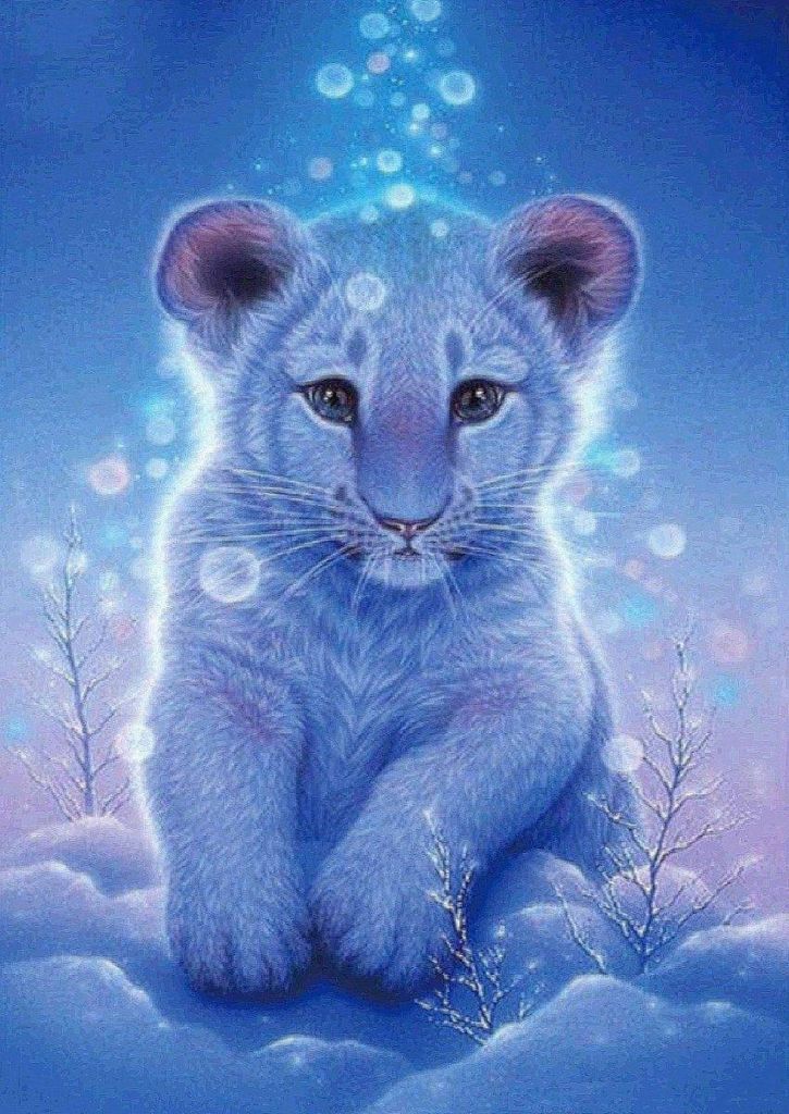 Diamantstickerei Schneetiger 30x40 cm