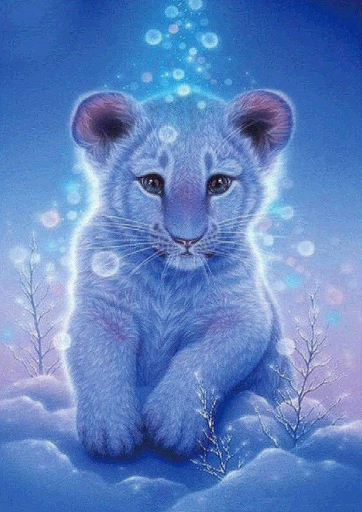 Réduisez le stress avec la Broderie diamantée Tigre des neiges 30x40 cm