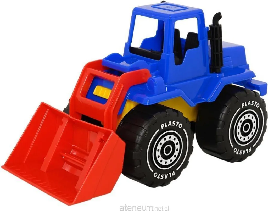 Chargeur frontal 30 cm PLASTO bleu-rouge jouet de chantier robuste