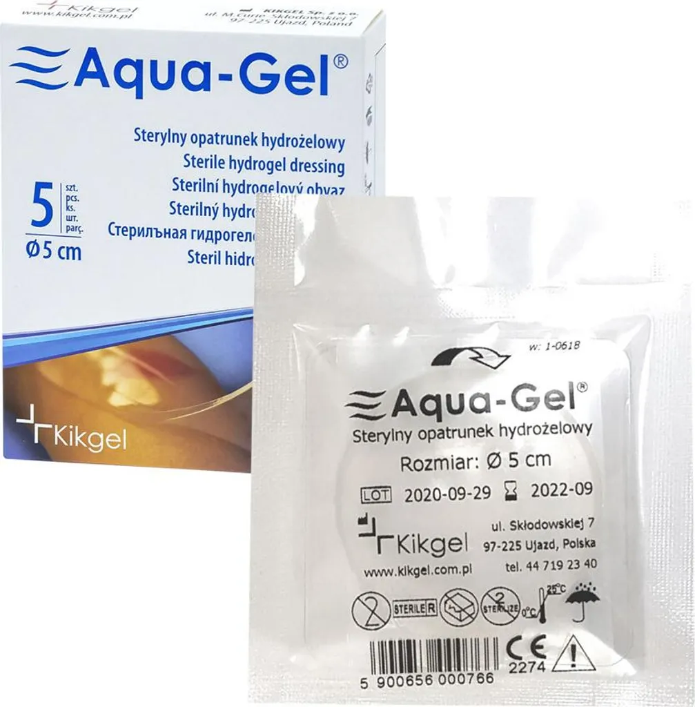 Pansement Aqua-Gel 5 cm hydrogel stérile pour brûlure du 2ème degré