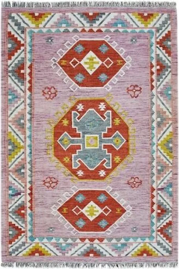Grand Tapis de Salon Kilim Violet 155x240 cm - Ambiance Cosy