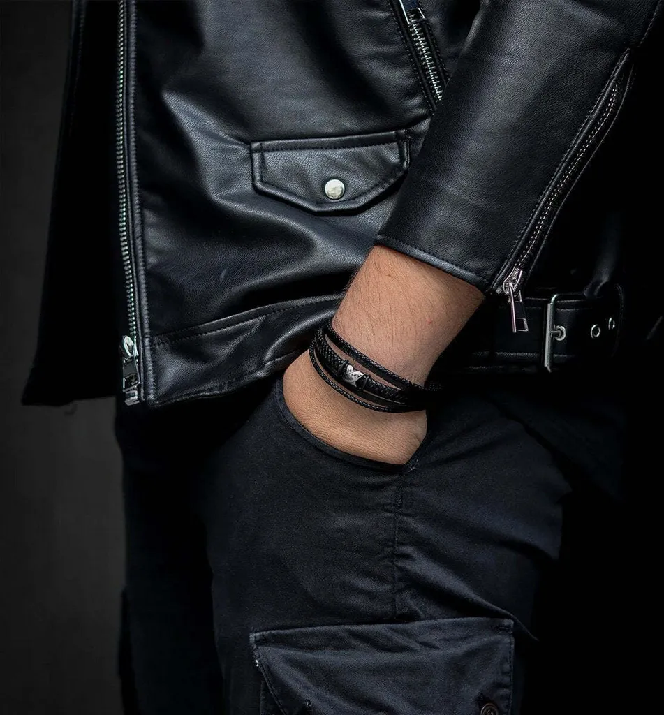 Idee Regalo Uomo: Bracciale SERASAR Flake in Pelle e Acciaio 17cm - 15