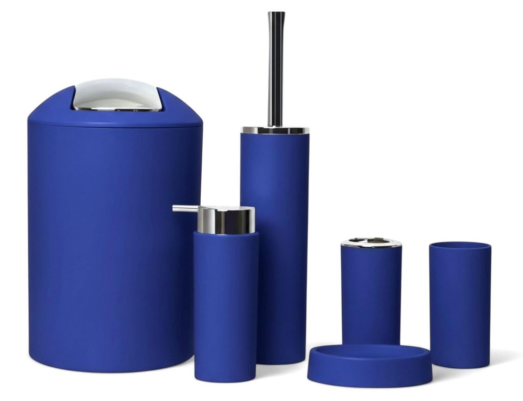 6tlg Badset Badezimmer Zubehör Set Organizer: (Dunkelblau Produktbild 