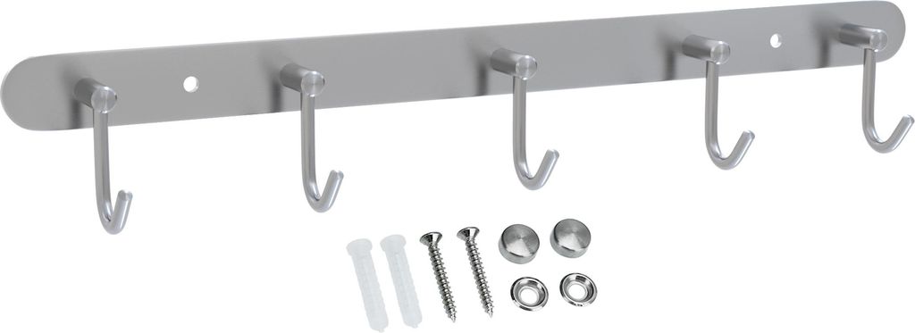Intirilife Edelstahl Garderobenleiste Modell C - 5 Haken - Kleiderhaken Garderobe Hakenleiste in 5 verschiedenen Designs