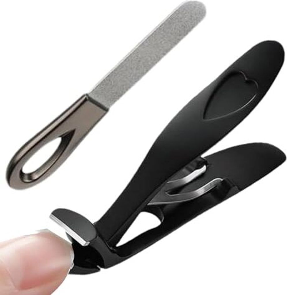 FmtwPhn 9cm Großer Nagelknipser Mit Abgewinkeltem Kopf, Für Senioren, Ergonomischer Premium Stahl Nagelschere Auffangbehälter Männer Und Frauen