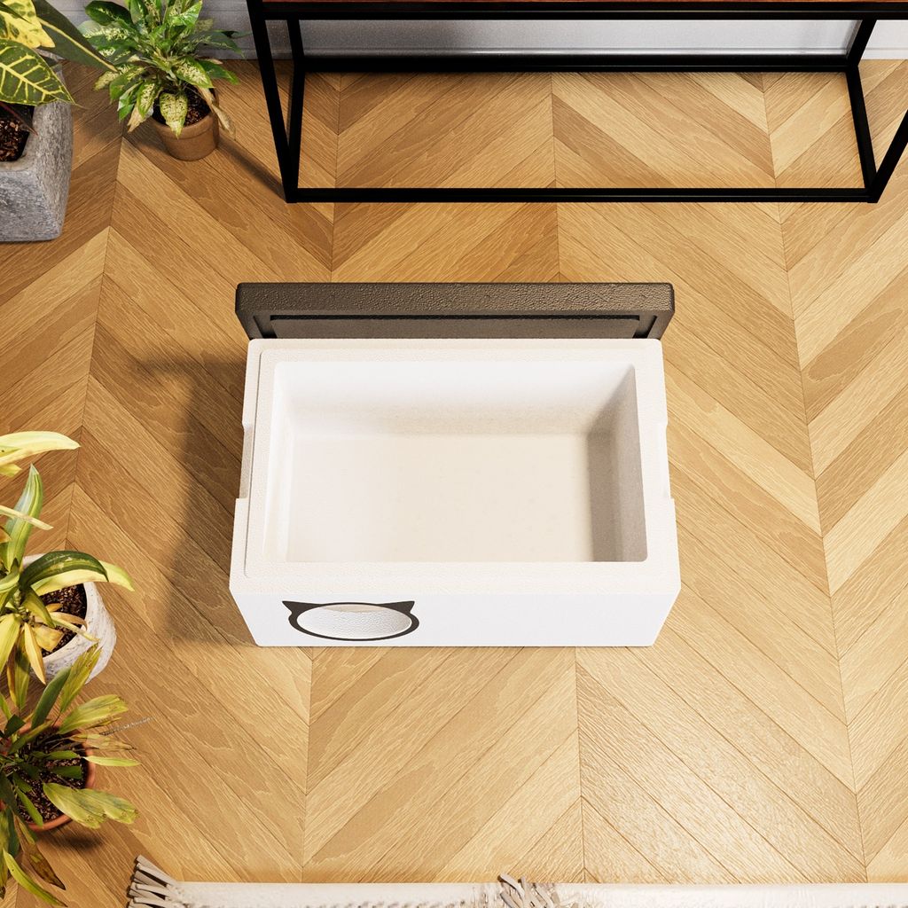Casetta Isolata Per Gatti QLS In Polistirolo – 58x38x35 Cm, Tetto Apribile, Resistente Alle Intemperie – Per Esterno E Inverno