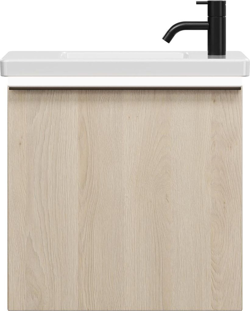 burgbad Eqio Keramik-Waschtisch inklusive Waschtischunterschrank mit LED-Beleuchtung, 530x315x540mm, SFPQ053F3180C0001G0252