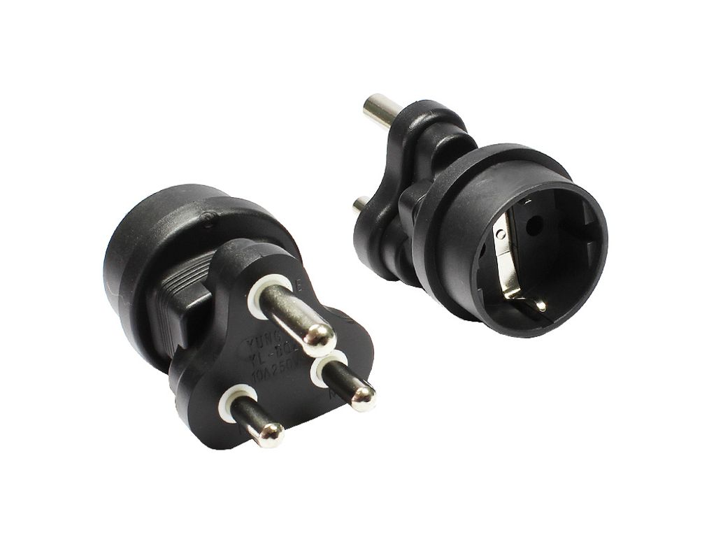Stromadapter, Südafrika 3 pin Stecker auf Schutzkontakt-Buchse, Good Connections