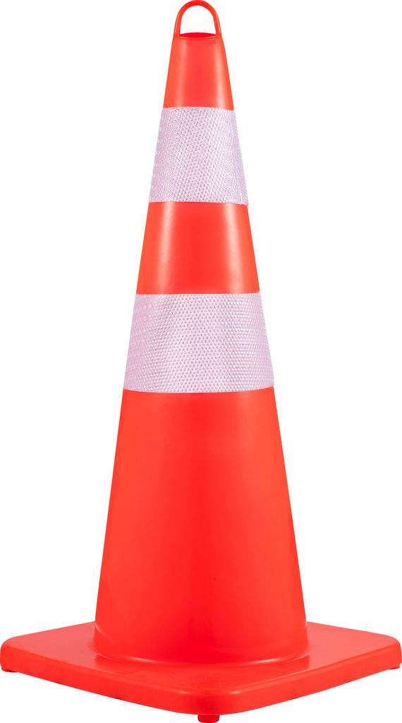 SucceBuy 10 Stück 28" Verkehrskegel, orange PVC-Sicherheitskegel mit 2 Reflektormanschetten, beschwerter Basis und Handring für Verkehrskontrolle...