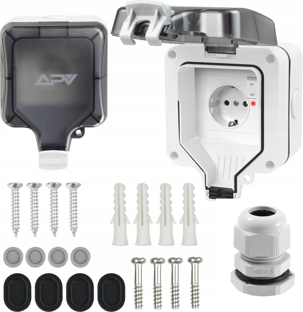 IP66 Steckdose Aufputz Wandsteckdose Gartensteckdose Außensteckdose Schuko Outdoor mit Schalter