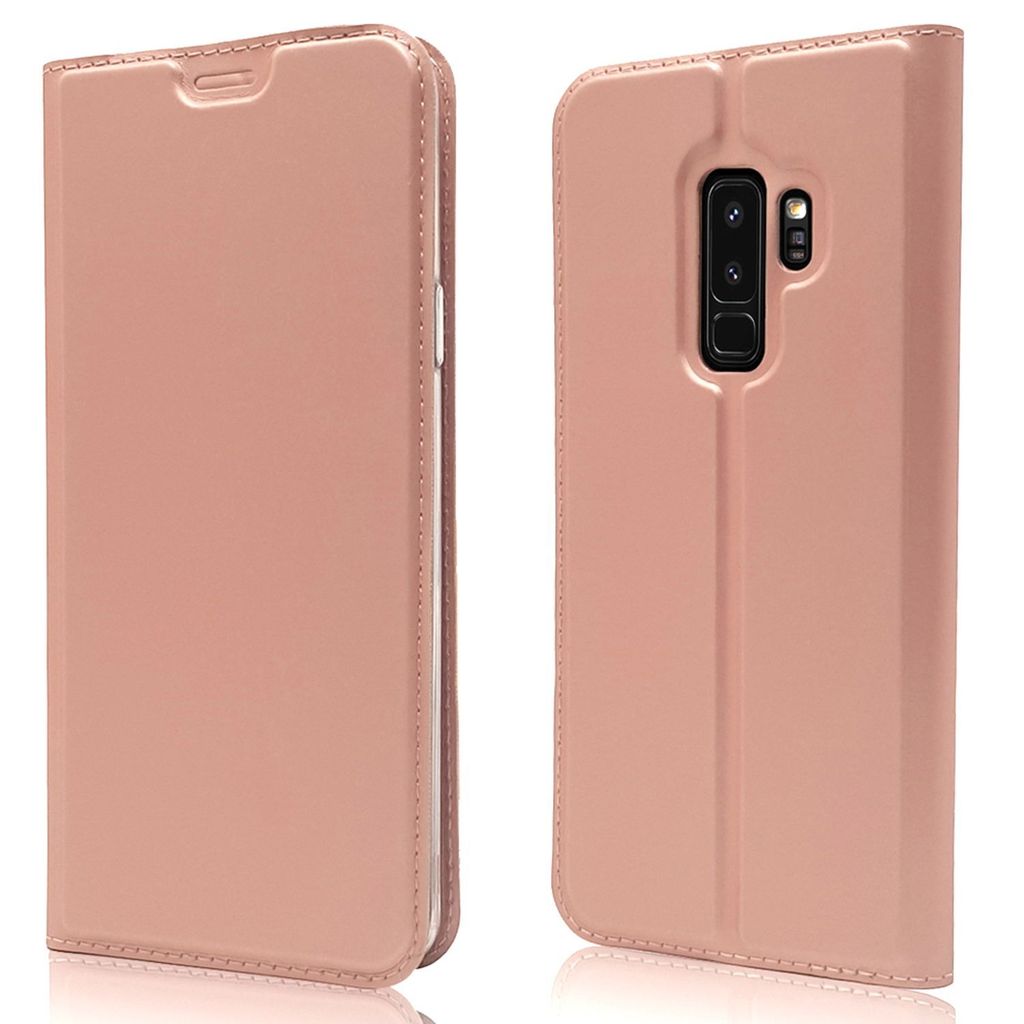 Samsung Galaxy S9 Plus Hülle Klapphülle von NALIA, Slim Kickstand Handyhülle Rose Gold