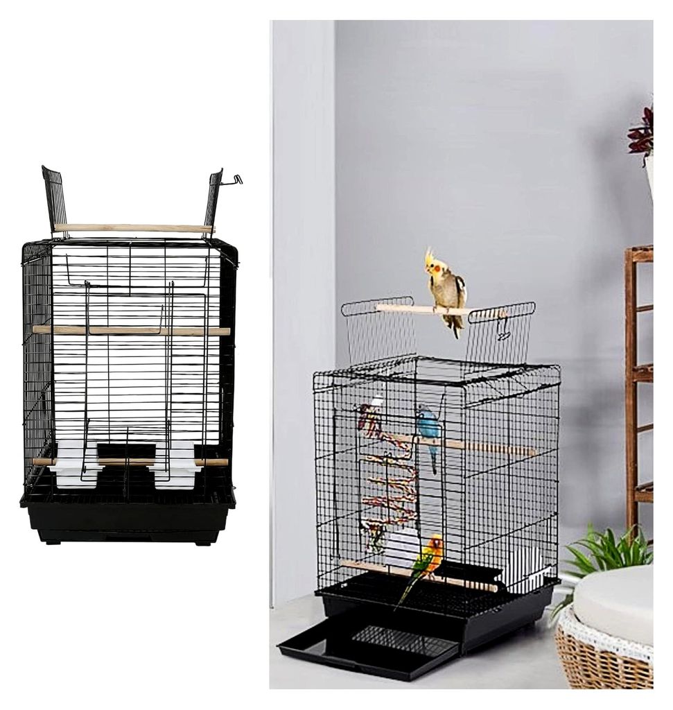 Kleiner Vogelkäfig für Innen- und Außenbereich, Vogelkäfig mit Griffen, Voliere für Papageien, Wellensittiche, Kanarienvögel, Nymphensittiche...