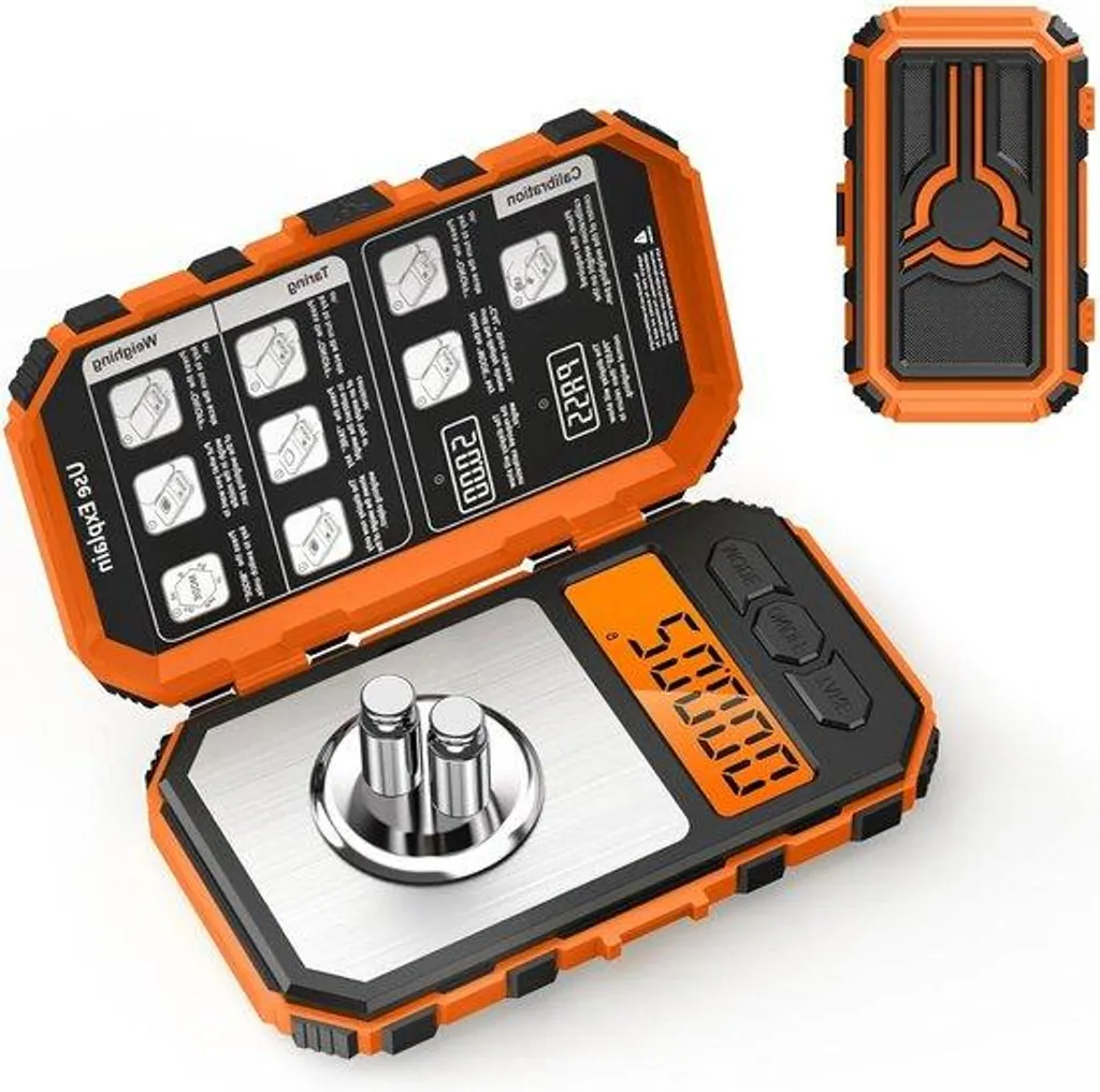 Pèse-personne numérique mini orange 10g avec poids d'étalonnage précis