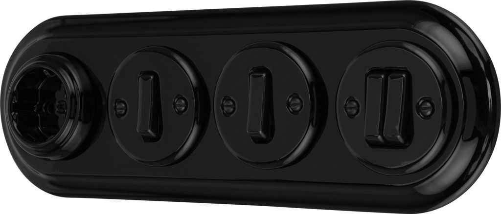 Unterputz Porzellan Retro Steckdose, Schalter, 4-fach, Produktbild 