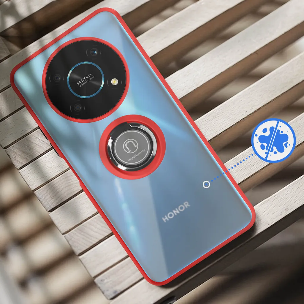 Custodia ibrida per cellulare con supporto ad anello Honor Magic4 Lite - Rosso - 6