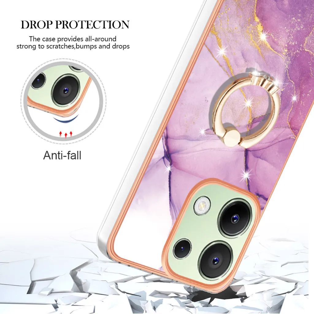 Custodia Luxury Marmo Viola Xiaomi Redmi Note 13 4G con Ring Stand - 5