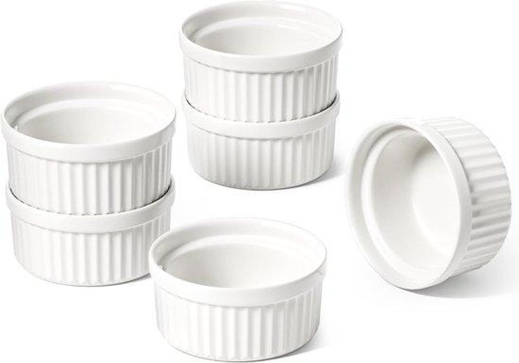 Mini-Keramik-Backformen, 2 oz, kleine Backformen, 10-teilig, weiß, für Mikrowelle und Ofen