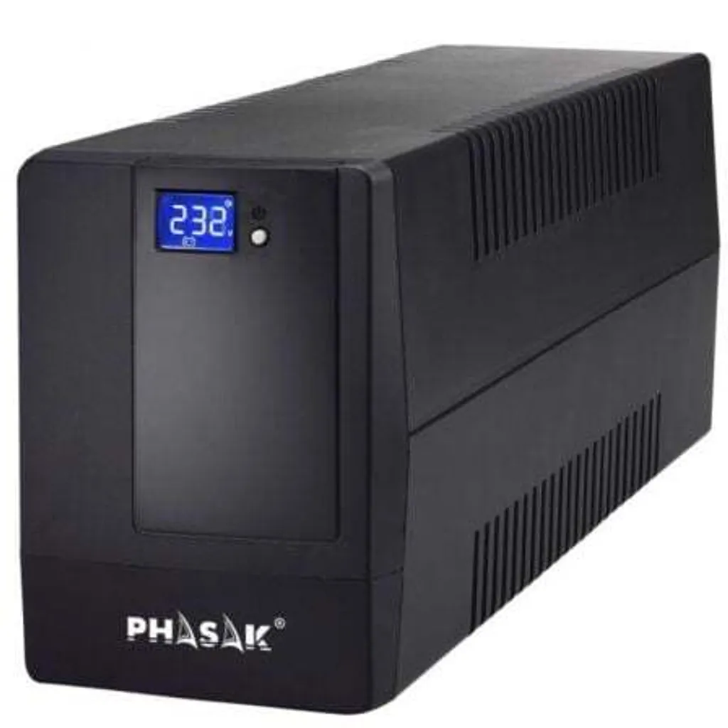 Onduleur monophasé 650VA USV Phasak Noir pour protection informatique