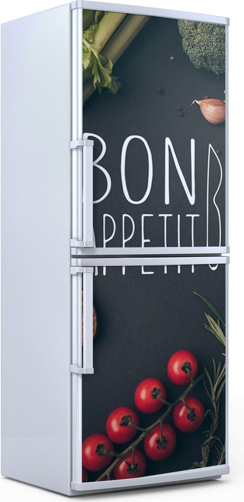 Kühlschrankdekoration 60x180 cm Aufkleber auf dem Kühlschrank - Bon appetit Inschrift Gemüse