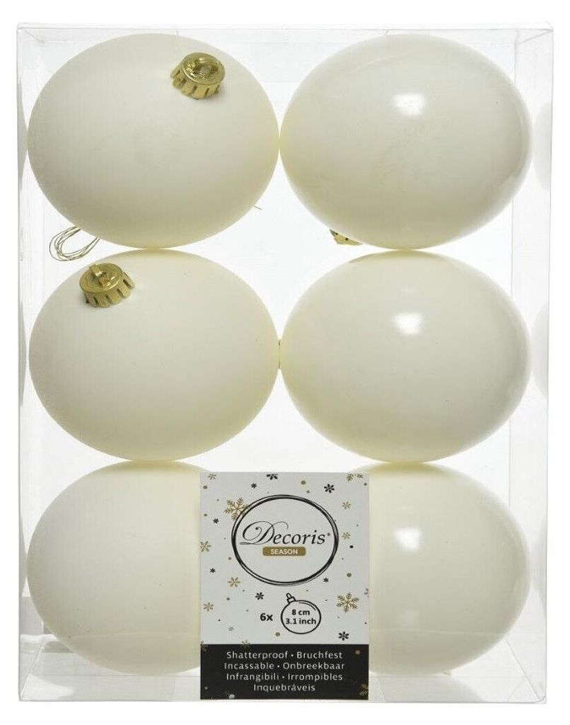 Weihnachtsbaumkugeln Set 6 Stück Ø 8 cm wollweiß Produktbild 