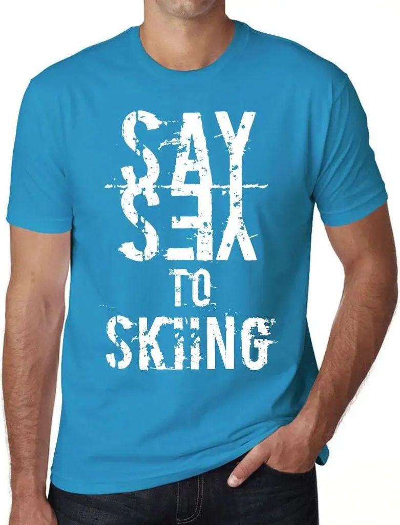 Herren Grafik T-Shirt Sag ja zum Skifahren – Say Yes To Skiing – Öko-Verantwortlich Vintage Jahrgang Kurzarm Lustige Druck Geburtstag Geschenk...