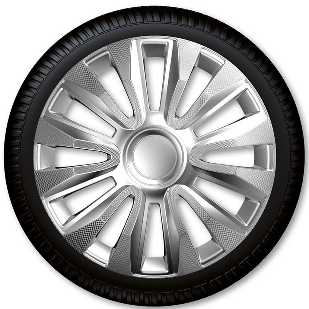 4x 16" Zoll Radkappen Silber/Carbon Radzierblenden Radblenden 16 AVALONE CARBON ARGO