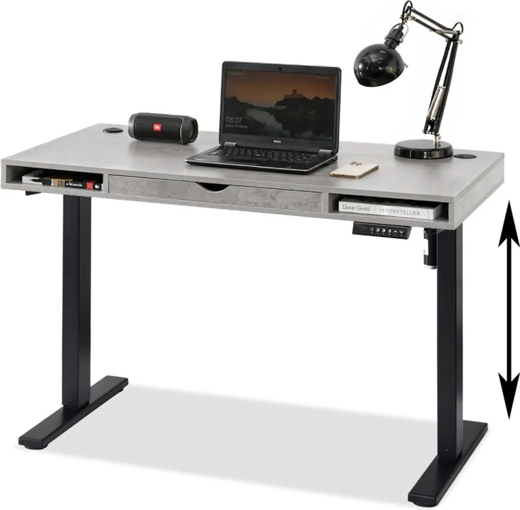Table de travail Établi HESOL 120 béton noir pour garage et atelier