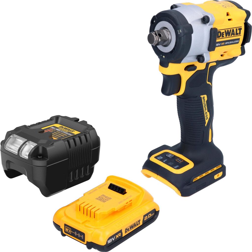 DeWalt DCF 921 D1 Akku Schlagschrauber 18 V 400 Nm 1/2" Brushless + 1x Akku 2,0 Ah + Ladegerät