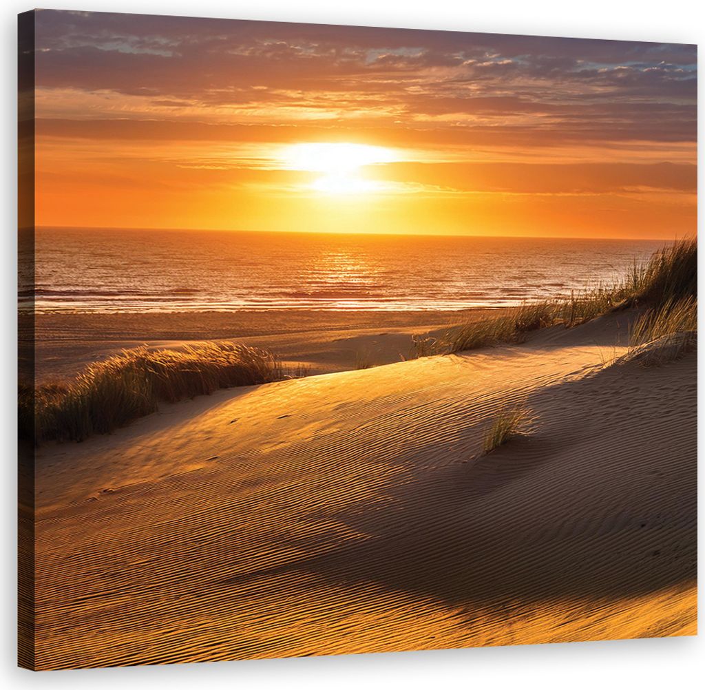 Leinwandbild Sonnenuntergang Strand Natur 50x50 Feeby Orange bild für die wand bereit zum aufhängen