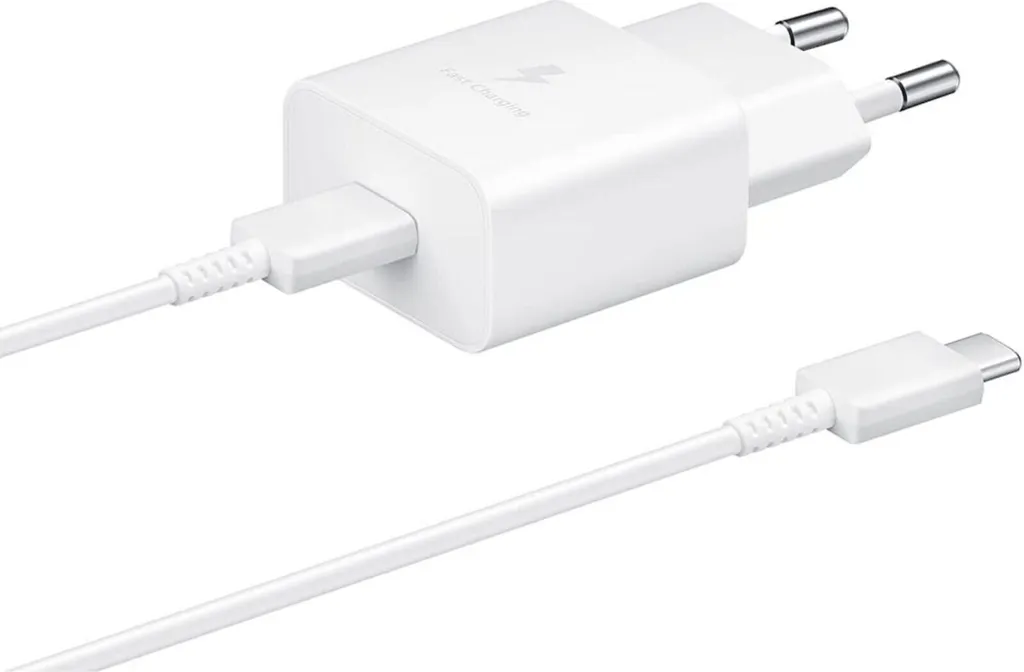 Alimentatore Samsung 25W PD PPS Originale Bianco + Cavo C-C S21 S22 S23