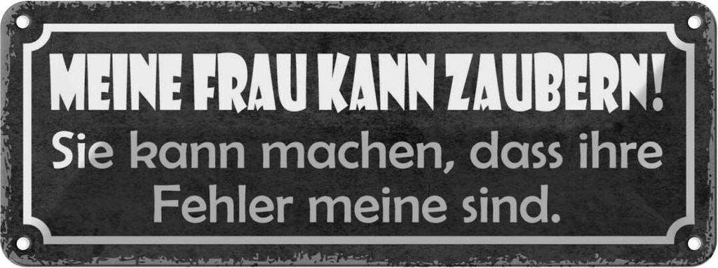 vianmo Blechschild 10x27 cm meine Frau kann zaubern sie Männer Frauen Spruch Zitat