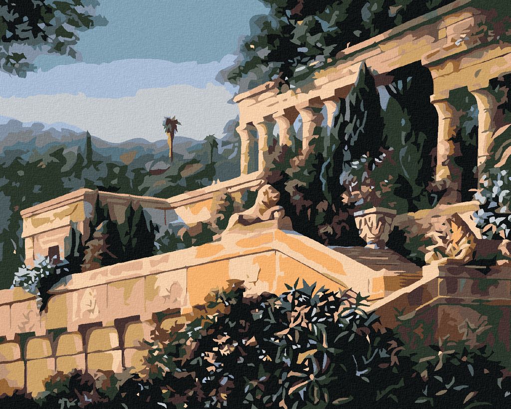 Zuty - Malen nach Zahlen - ARCHITEKTUR IM GARTEN, 40x50 cm, mit Keilrahmen (bereits gespannt)