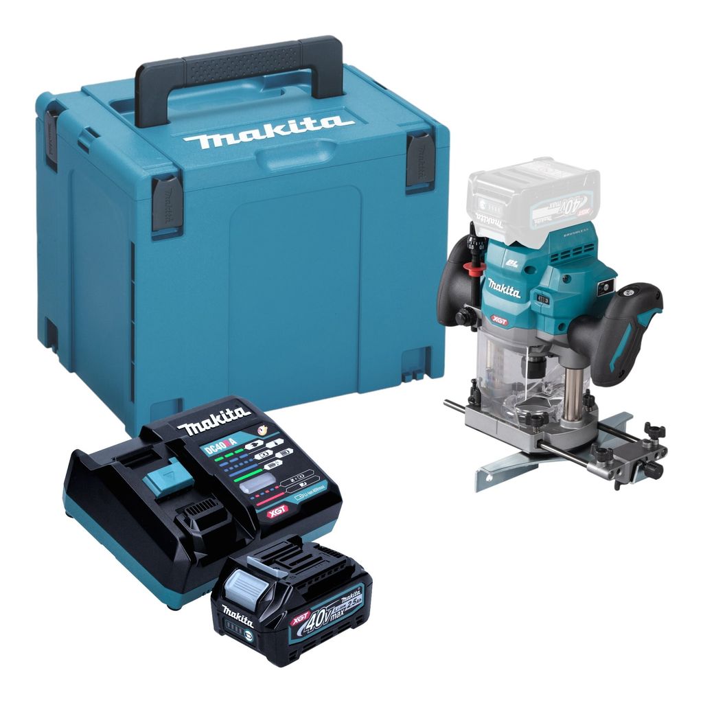 Makita RP 001 GD101 Akku Oberfräse 40 V max. 12 mm Brushless + 1x Akku 2,5 Ah + Ladegerät + Makpac