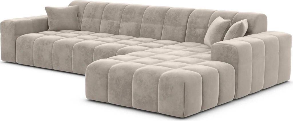 Samtstoff L-Form Sofa Nivara Sand Rechts