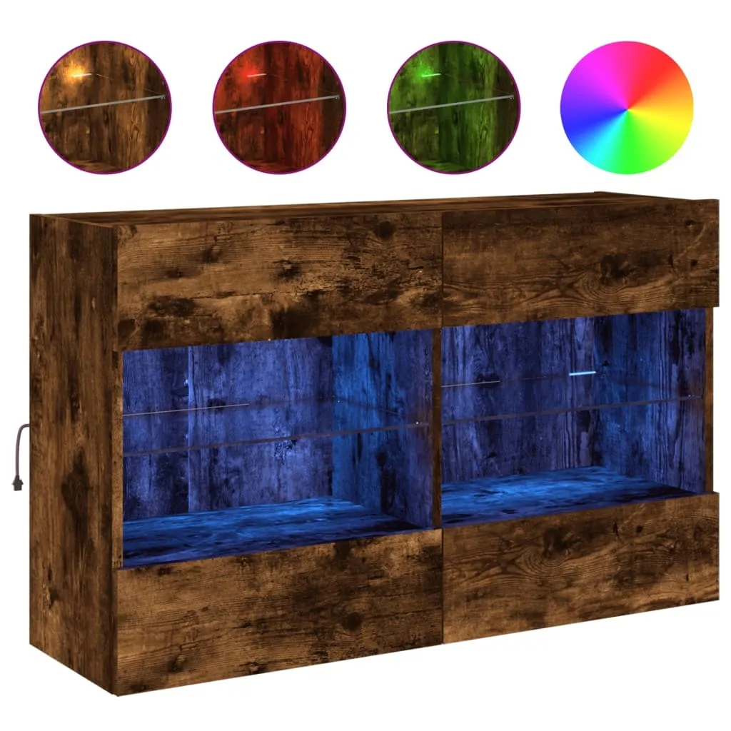 Pensile TV con luci LED rovere fumé 98,5x30x60,5 cm