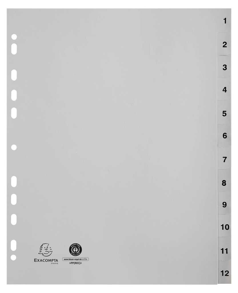 Indice A4+ PP 12 pezzi 1-12 grigio Confezione da 10 Immagine del prodotto 