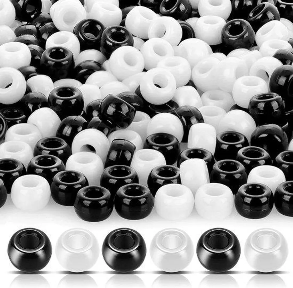 Perles en plastique noires 6 x 9 mm idéales pour ateliers DIY et écoles
