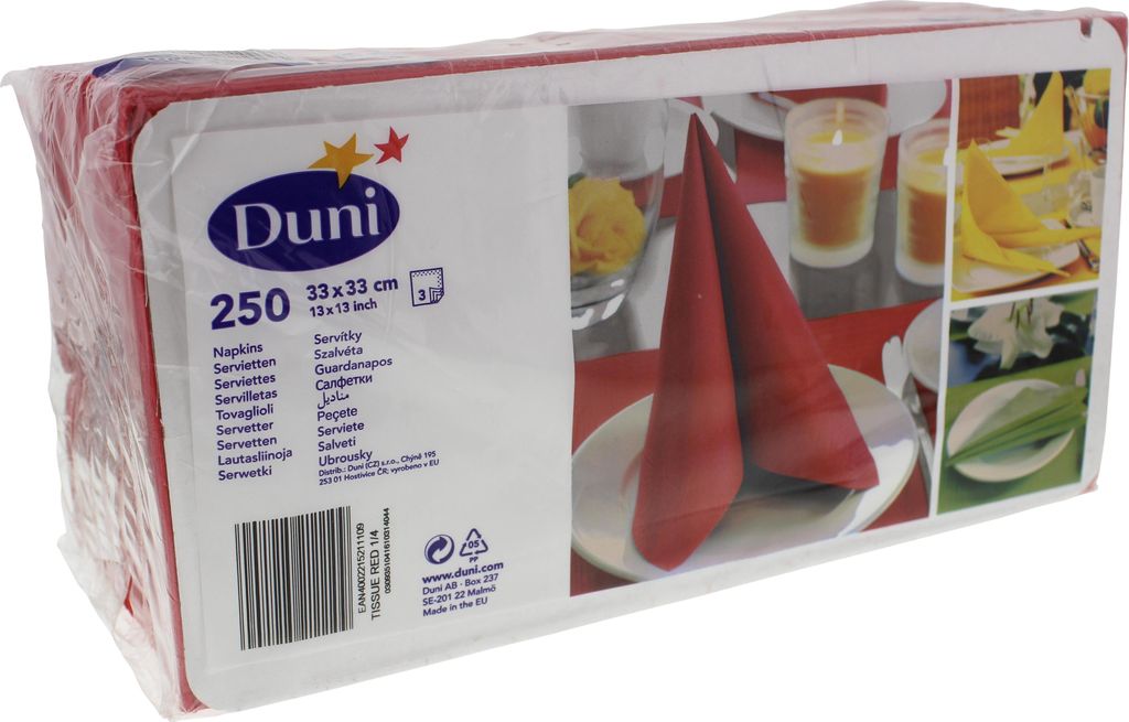 Duni Servietten rot 33x33cm 3lagig 250 Stück