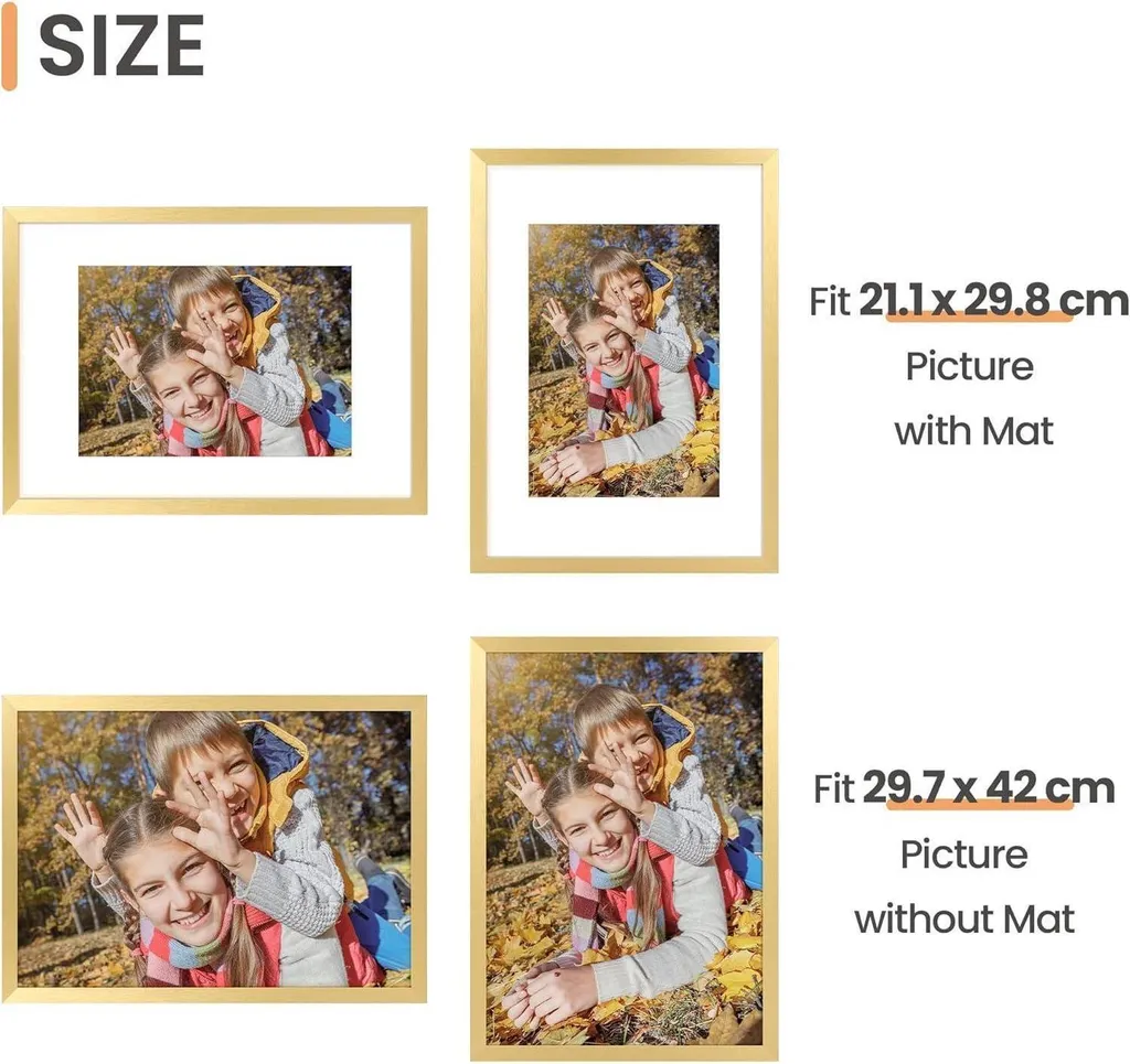 Cornice Oro A3 upsimples 29,7x42 cm - Gallery Wall Set da 3 Pezzi - 2