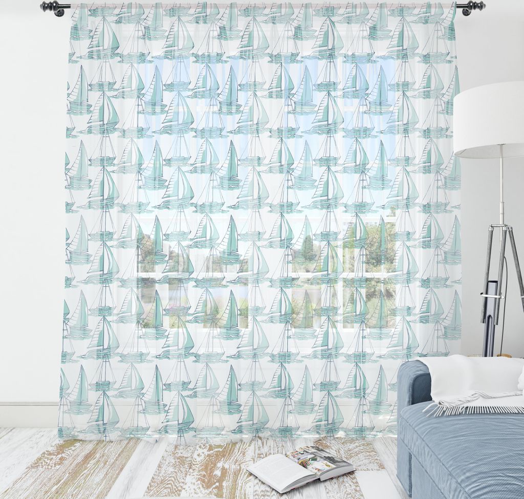 ABAKUHAUS Marine Wandteppich, Kontinuierliche nautischthemenorientiertes Muster des Segel Sketches on Sea, Wohnzimmer Schlafzimmer seidiges Satin W...